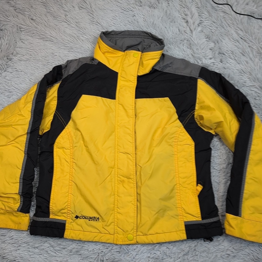 Vintage Columbia Jacket Womens L Yellow Sport Ski Comfort Active Pockets Zip Up